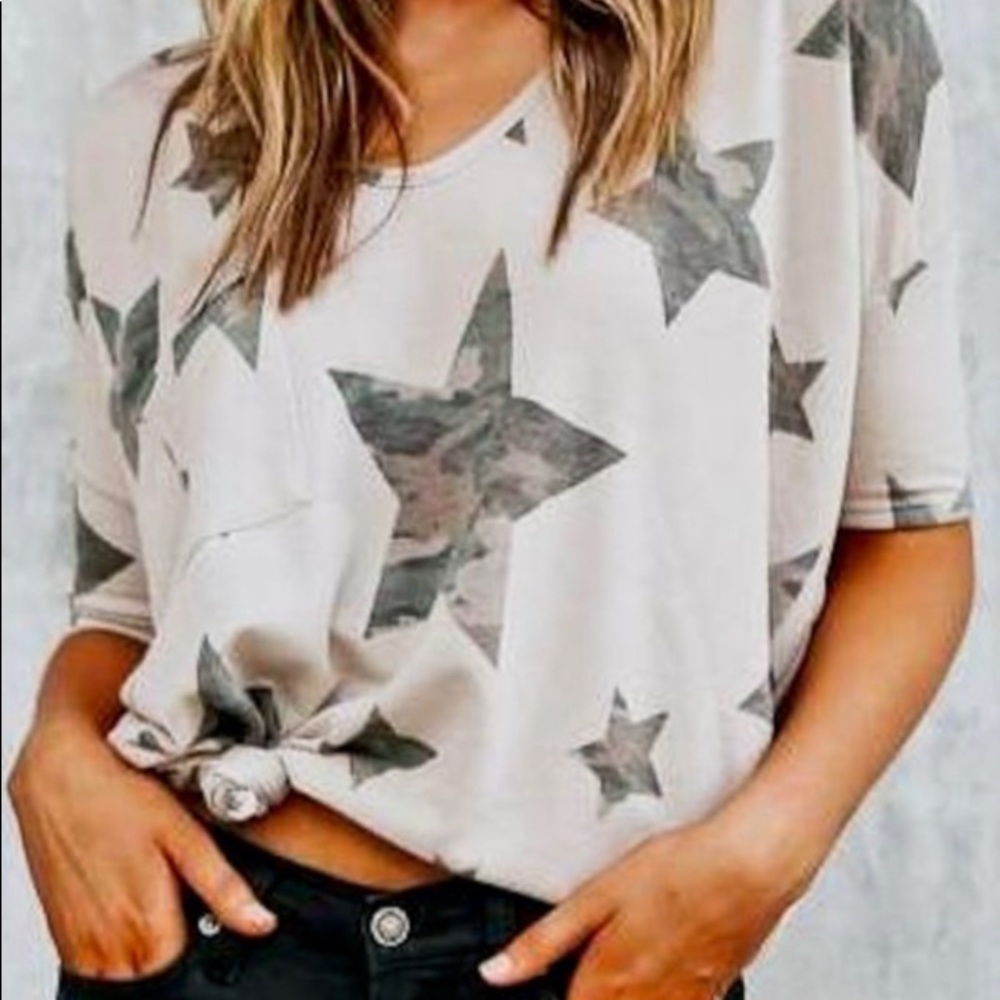 Beige with Camo Stars Tee